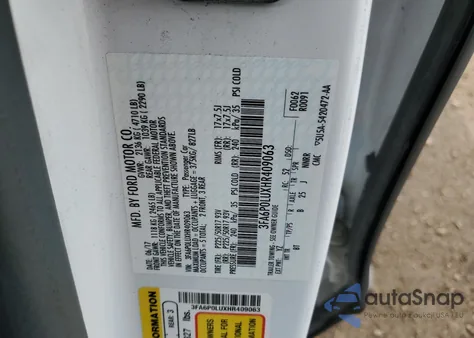 2017 Ford Fusion Se Hybrid из США, поврежденный, VIN 3FA6P0LUXHR409063